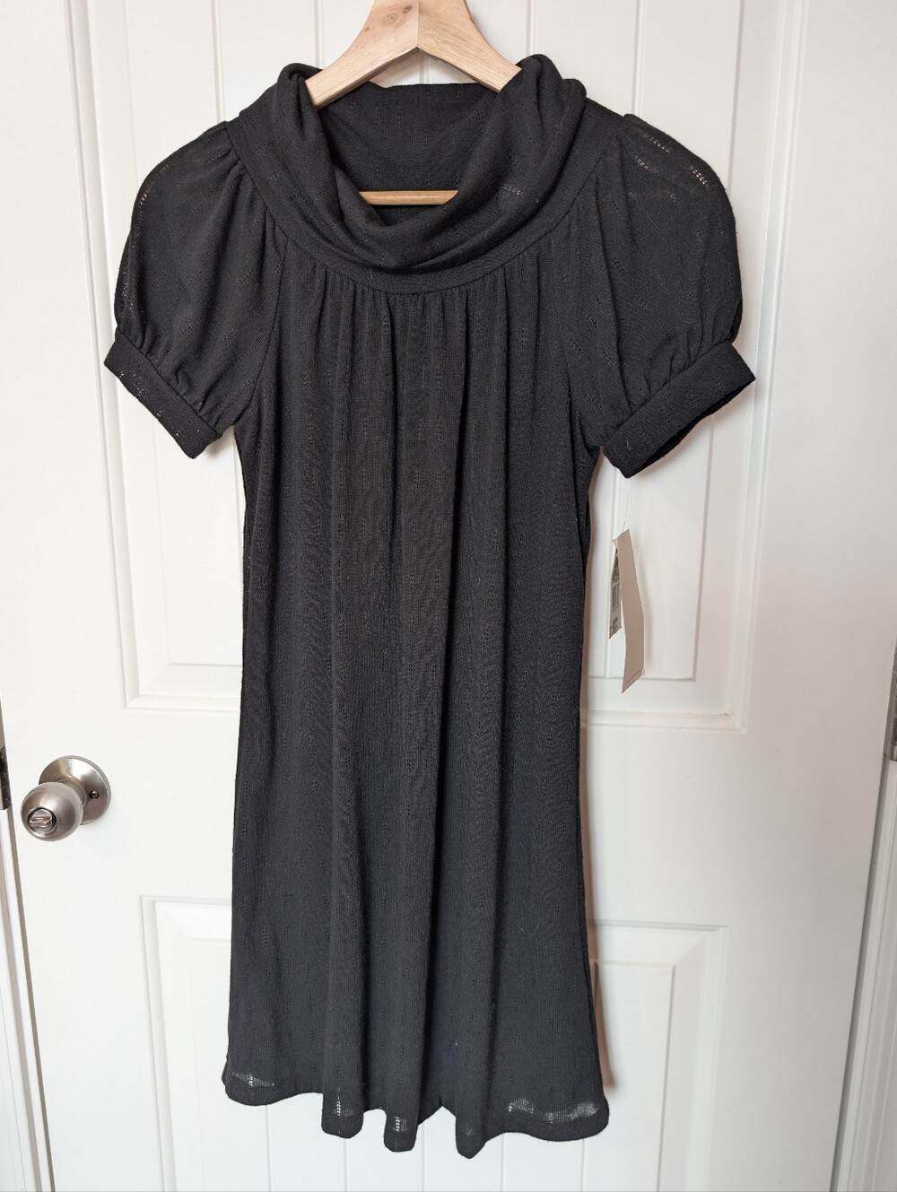 Vintage NWT Ruby Rox Cowl Neck Mini Dress Medium Black